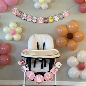 TWO Farm Animal Banner - Rustic Farm